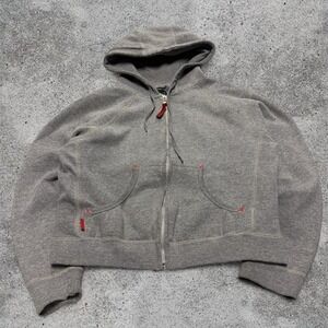 Vintage Y2K women's gray fitted zip up hoodie